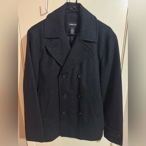 Claiborne Men’s Peacoat Size S Black Wool Blend Double Breasted Coat Jacket